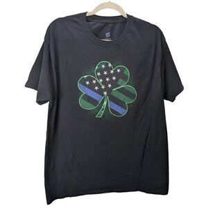 HANES Black Patriotic Stars on Clover Mens Large